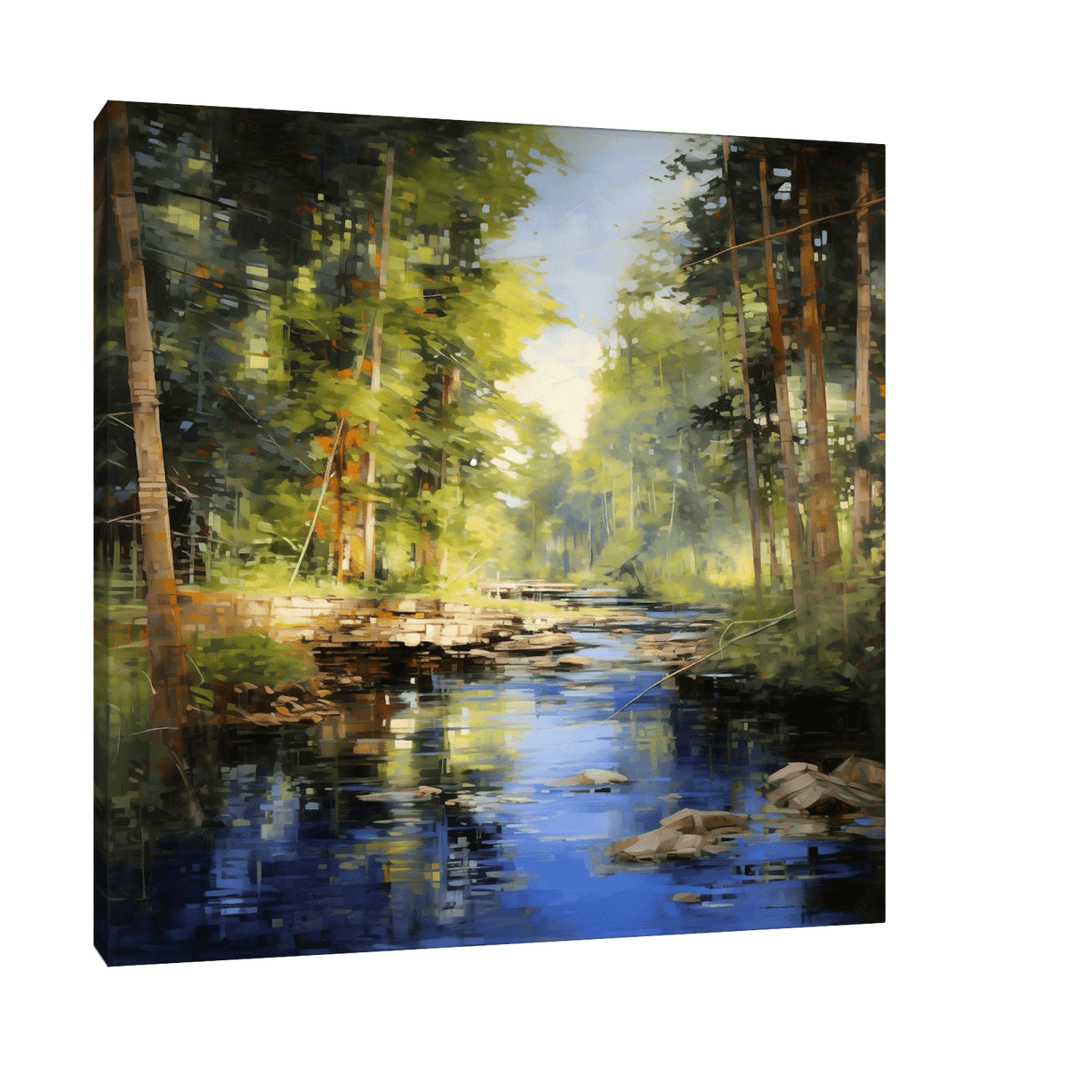 Peaceful river roaming the woodland - ArtDeco Canvas