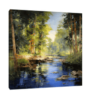 Peaceful river roaming the woodland - ArtDeco Canvas