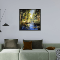 Peaceful river roaming the woodland - ArtDeco Canvas