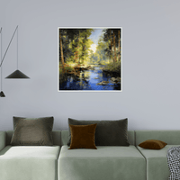 Peaceful river roaming the woodland - ArtDeco Canvas