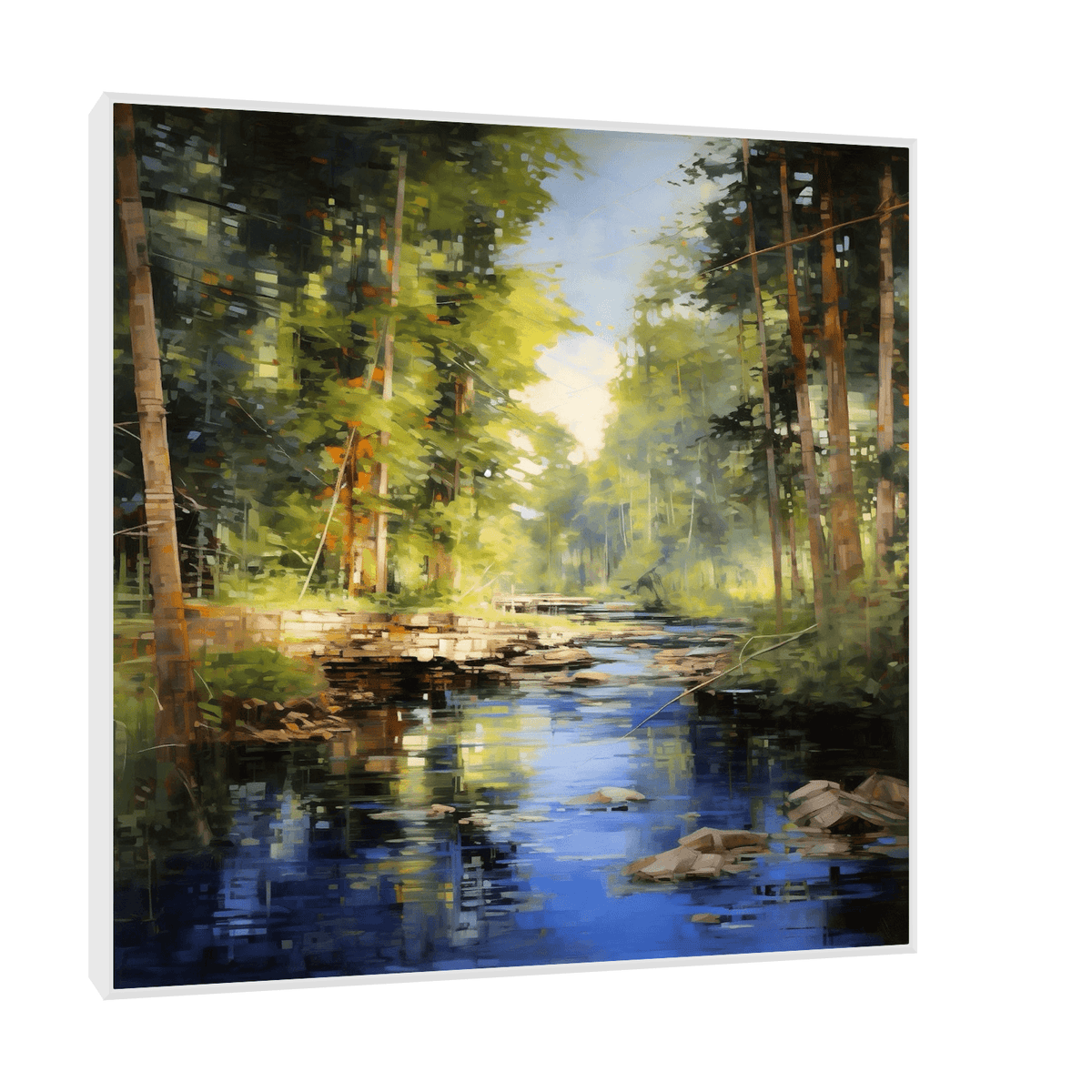 Peaceful river roaming the woodland - ArtDeco Canvas