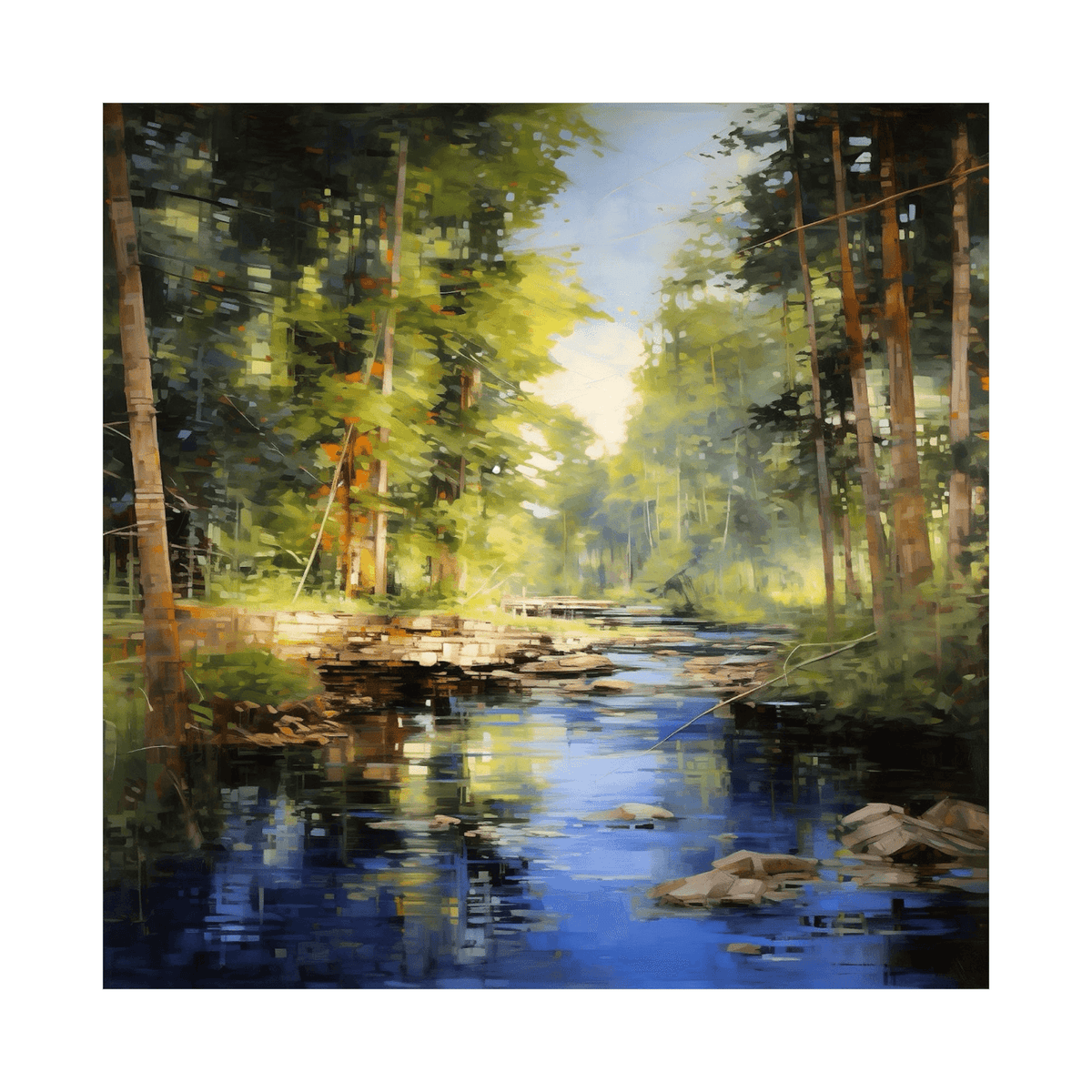 Peaceful river roaming the woodland - ArtDeco Canvas