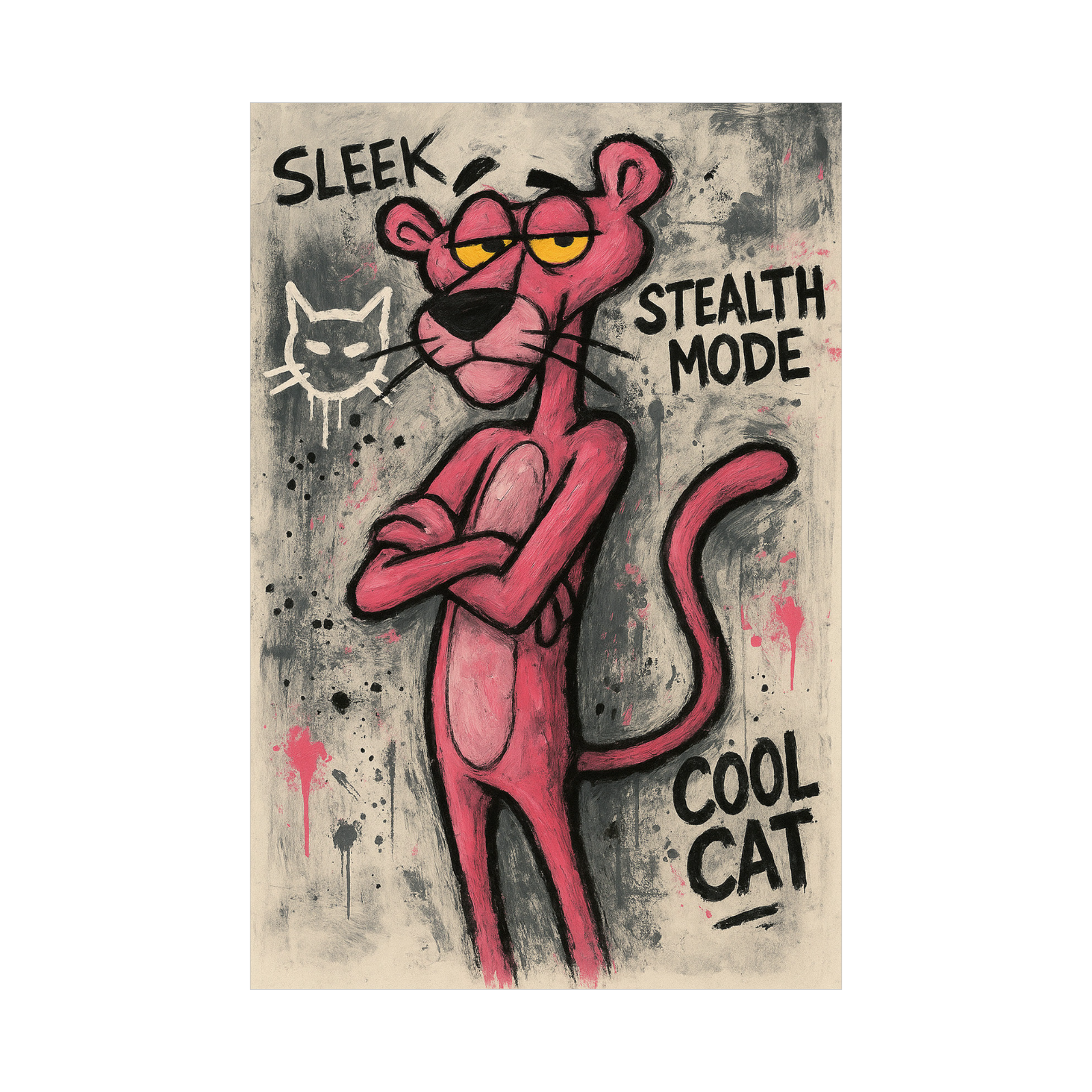 Pink Panther Wall Art – Cool Cat Graffiti Style Poster