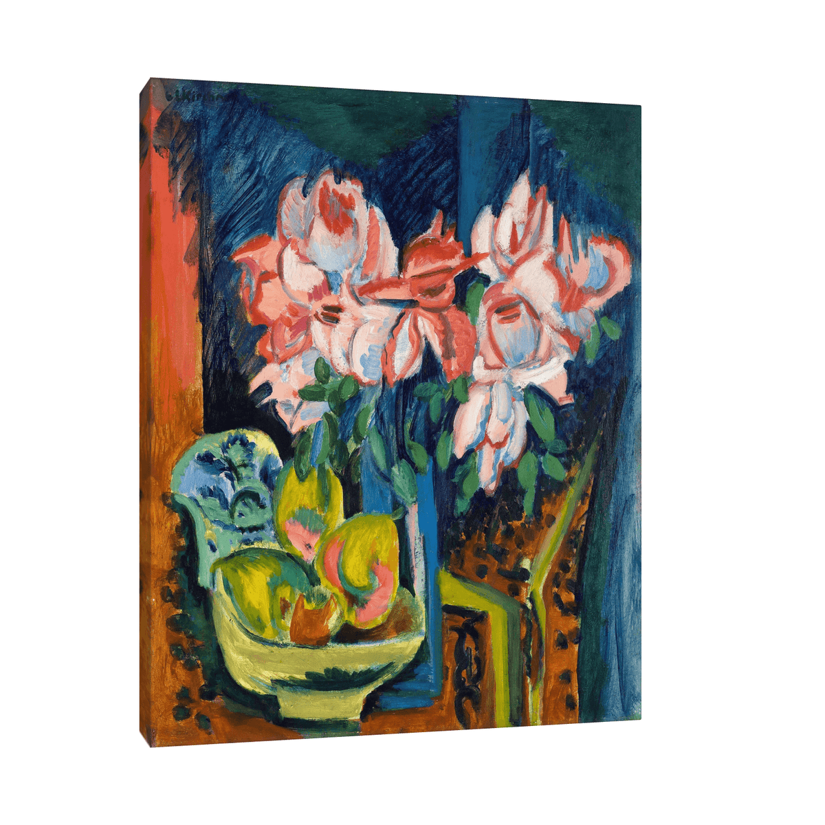 Pink Roses, Ernst Ludwig Kirchner - ArtDeco Canvas