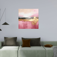 Pink lake sundown - ArtDeco Canvas