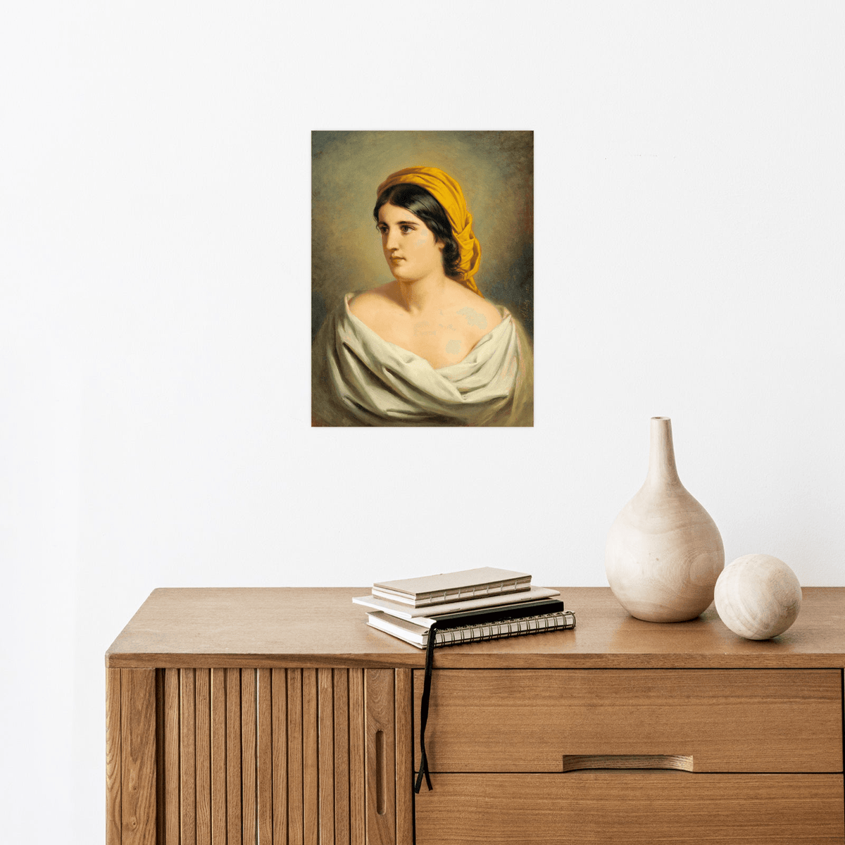 Portrait of a Woman with Yellow Headscarf, Anton Ebert - ArtDeco Canvas