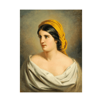Portrait of a Woman with Yellow Headscarf, Anton Ebert - ArtDeco Canvas