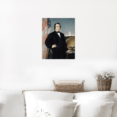 Portrait of the American President Andrew Johnson, Frank Buchser - ArtDeco Canvas