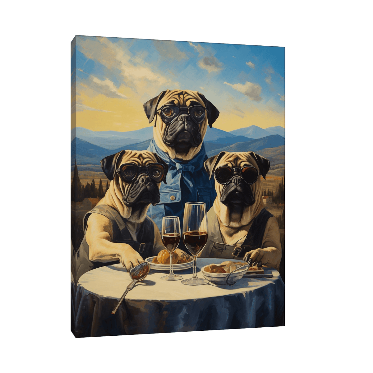 Pugs having fun - ArtDeco Canvas