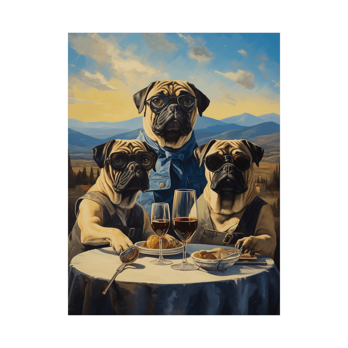 Pugs having fun - ArtDeco Canvas