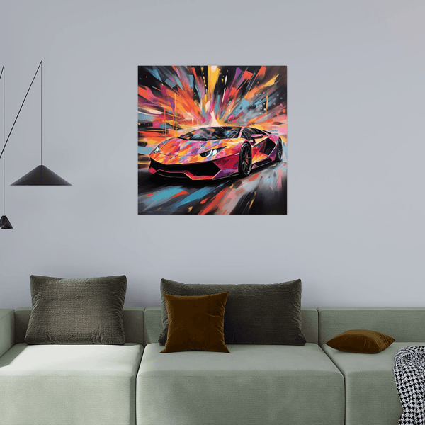 Rainbow blast Lamborghini - ArtDeco Canvas