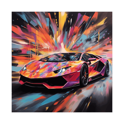 Rainbow blast Lamborghini - ArtDeco Canvas