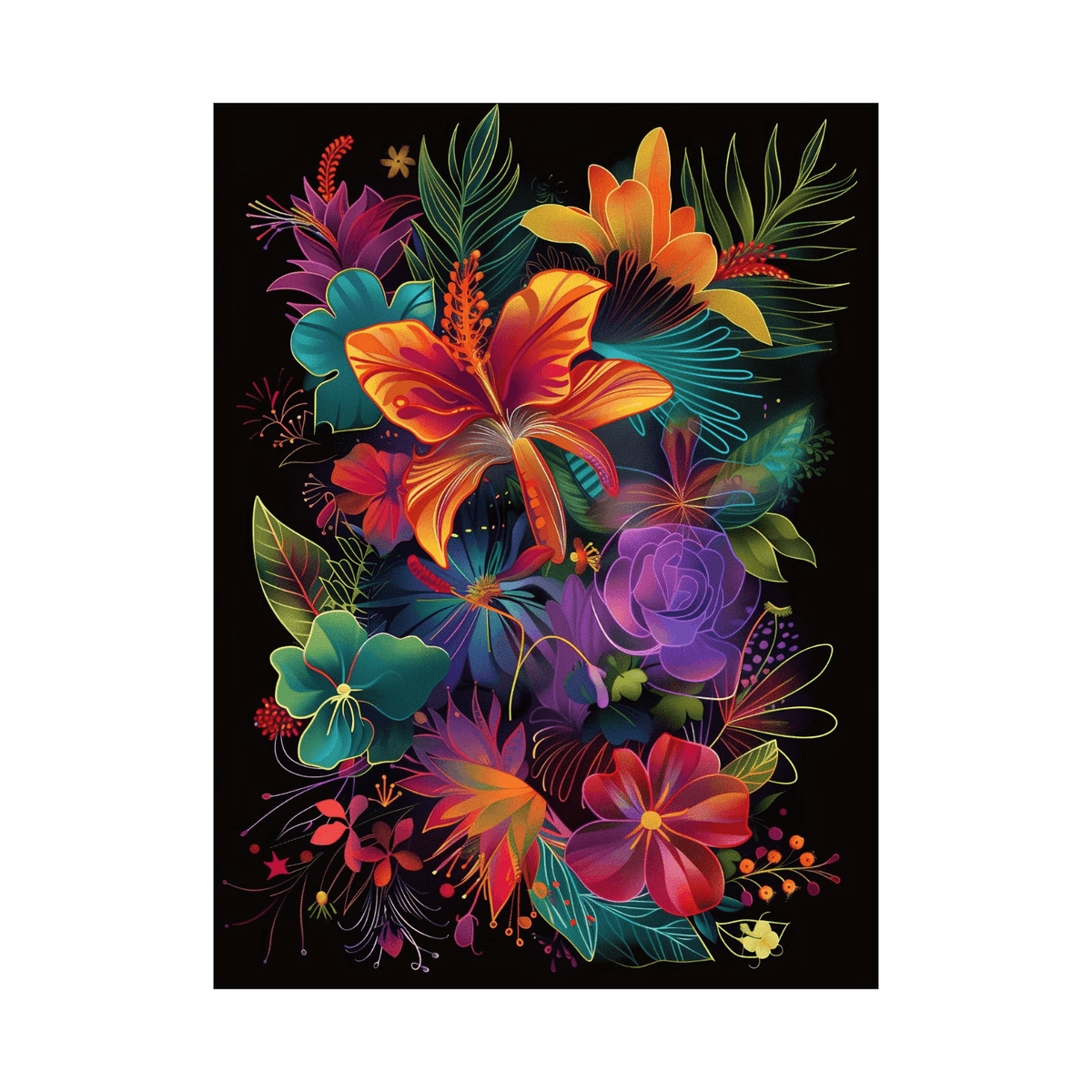 Rainbow flowers - ArtDeco Canvas