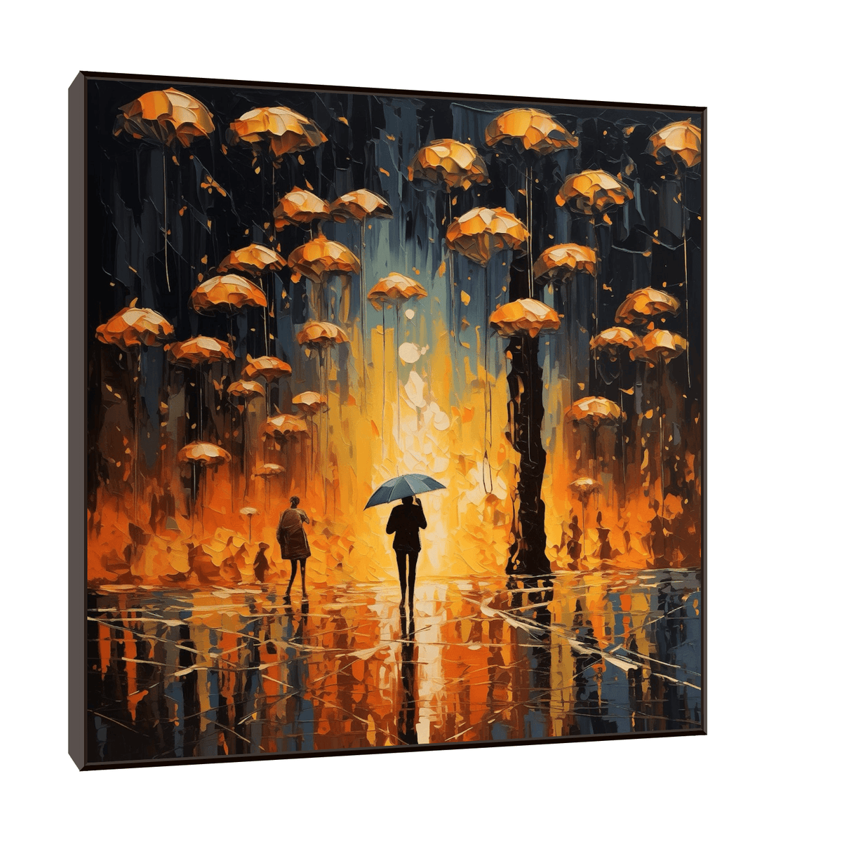 Raining umbrellas in the night - ArtDeco Canvas