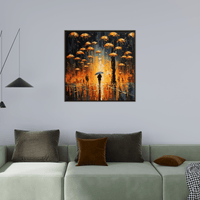 Raining umbrellas in the night - ArtDeco Canvas