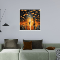 Raining umbrellas in the night - ArtDeco Canvas