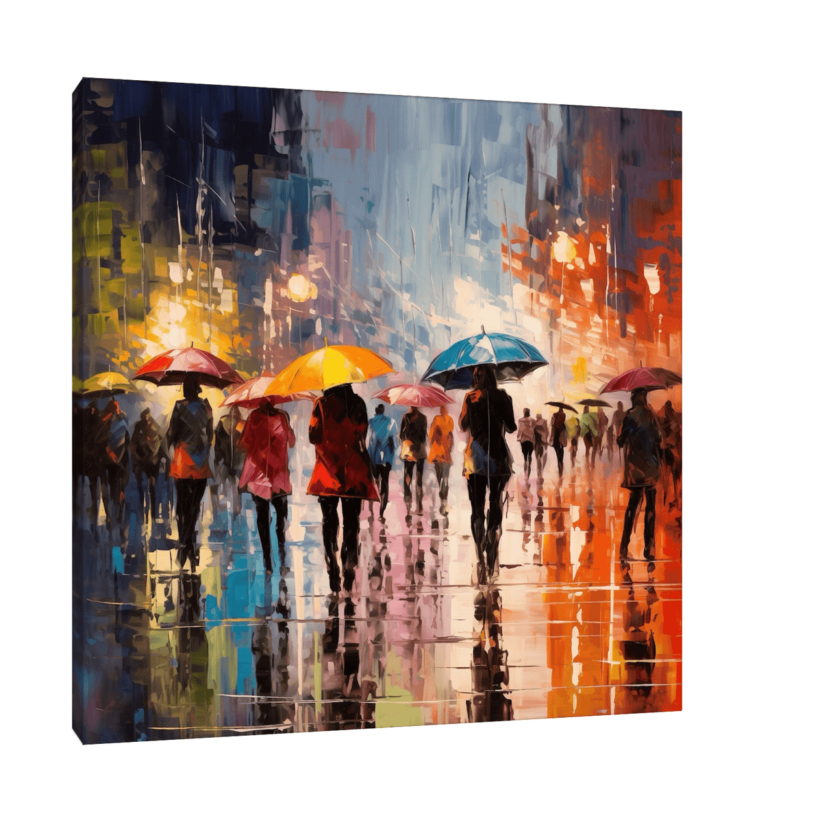 Rainy day in a busy street - ArtDeco Canvas