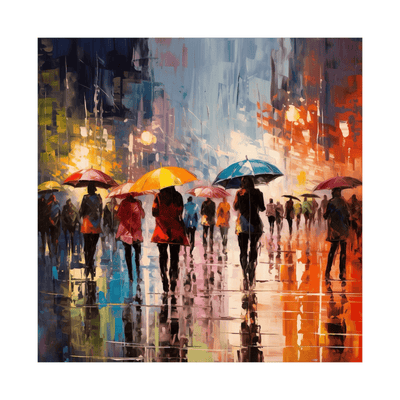 Rainy day in a busy street - ArtDeco Canvas