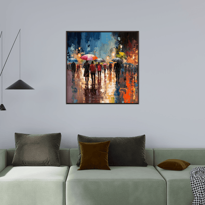 Rainy night in the city - ArtDeco Canvas