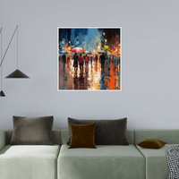 Rainy night in the city - ArtDeco Canvas