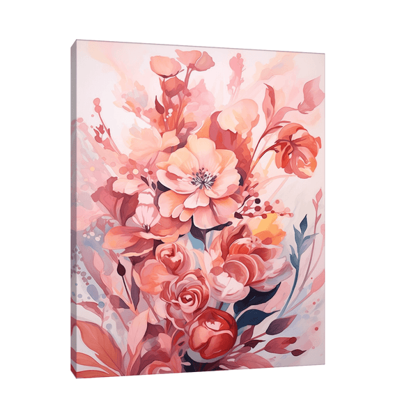 Red & Beige flowers - ArtDeco Canvas