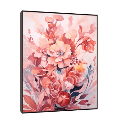 Red & Beige flowers - ArtDeco Canvas