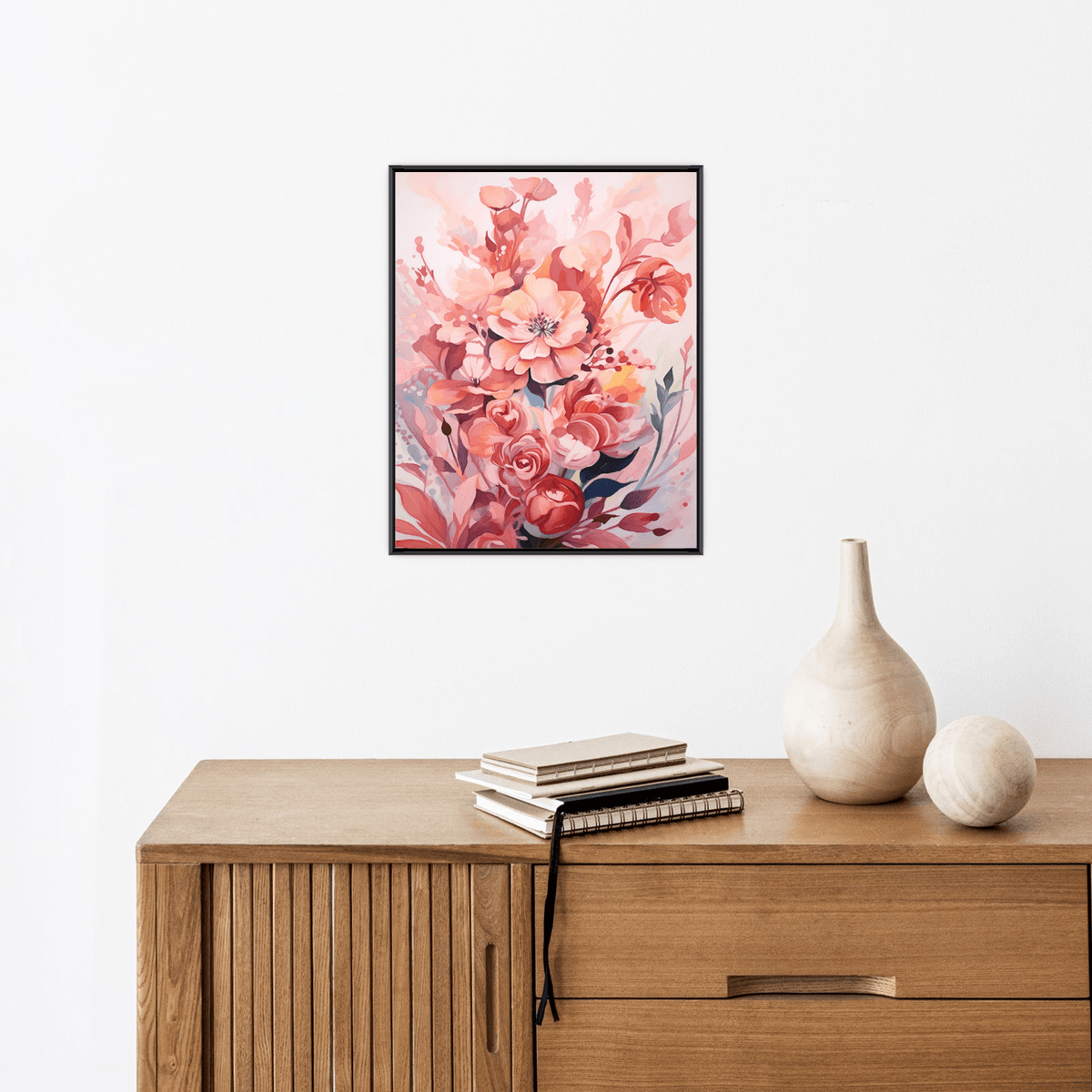 Red & Beige flowers - ArtDeco Canvas