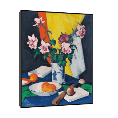 Red and pink roses, oranges and fan, Samuel John Peploe - ArtDeco Canvas