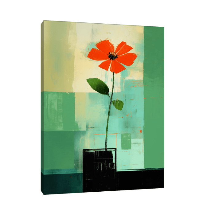 Red flower in the vase - ArtDeco Canvas