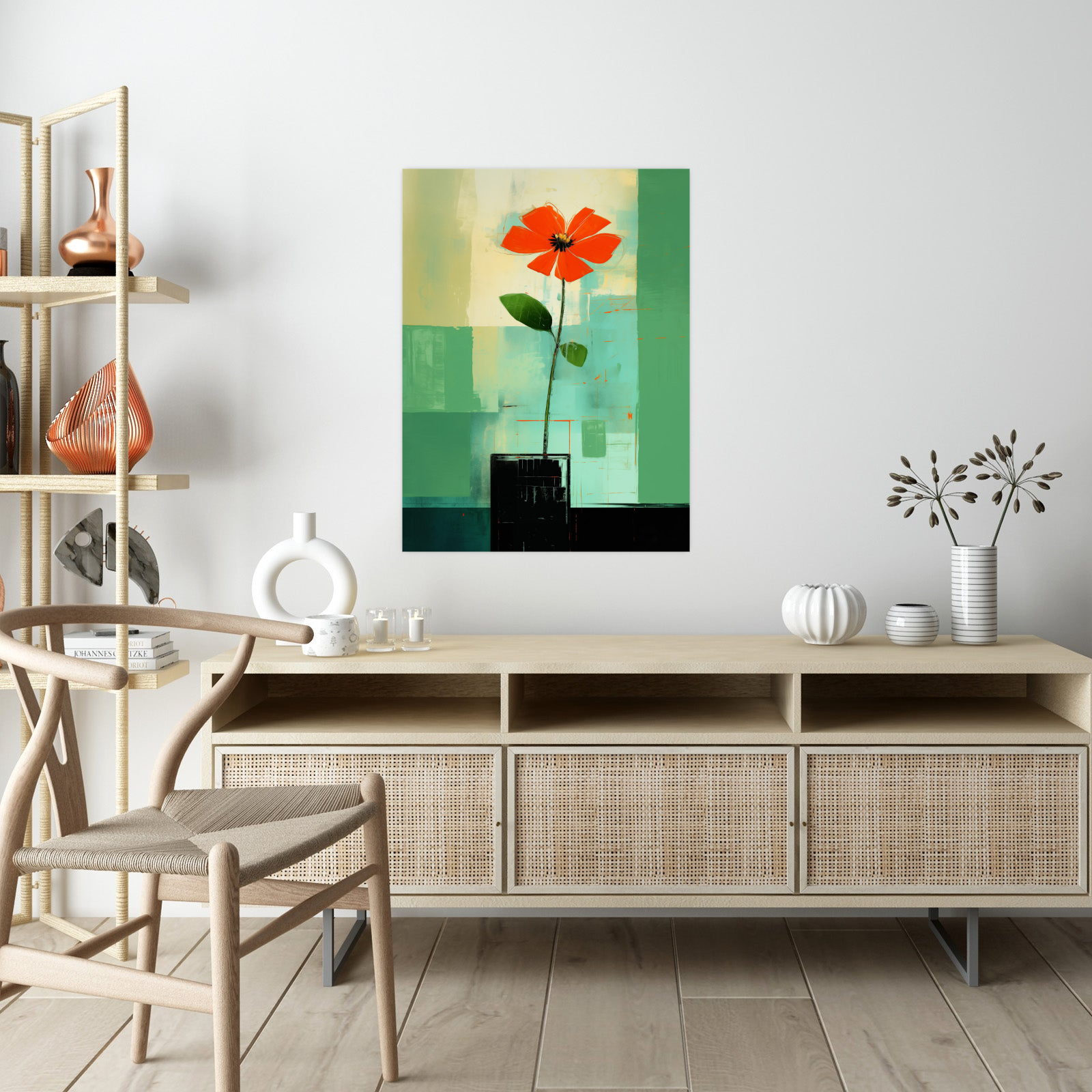 Red flower in the vase