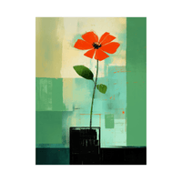 Red flower in the vase - ArtDeco Canvas