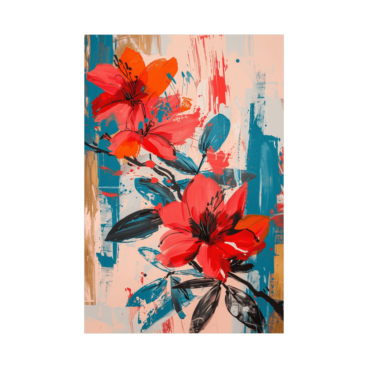 Red flowers - ArtDeco Canvas