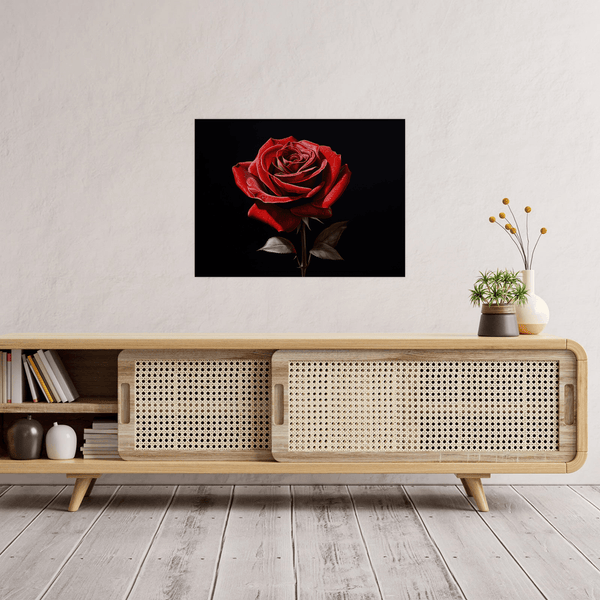 Red rose on dark background - ArtDeco Canvas
