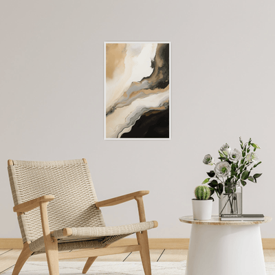 Reflection of the cut rock in gold and beige - ArtDeco Canvas
