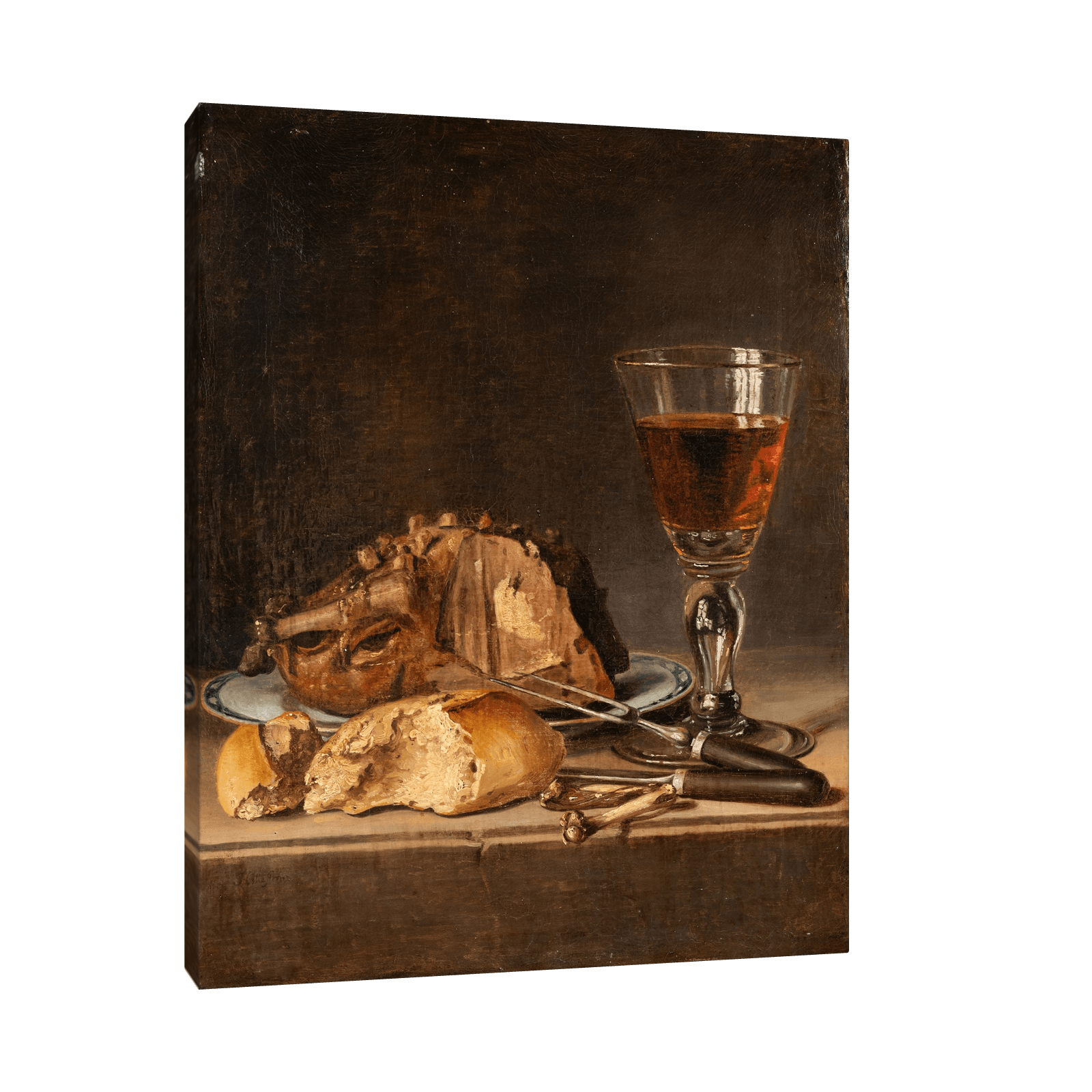 Roast Fowl and Wineglass, Pehr Hilleström - ArtDeco Canvas