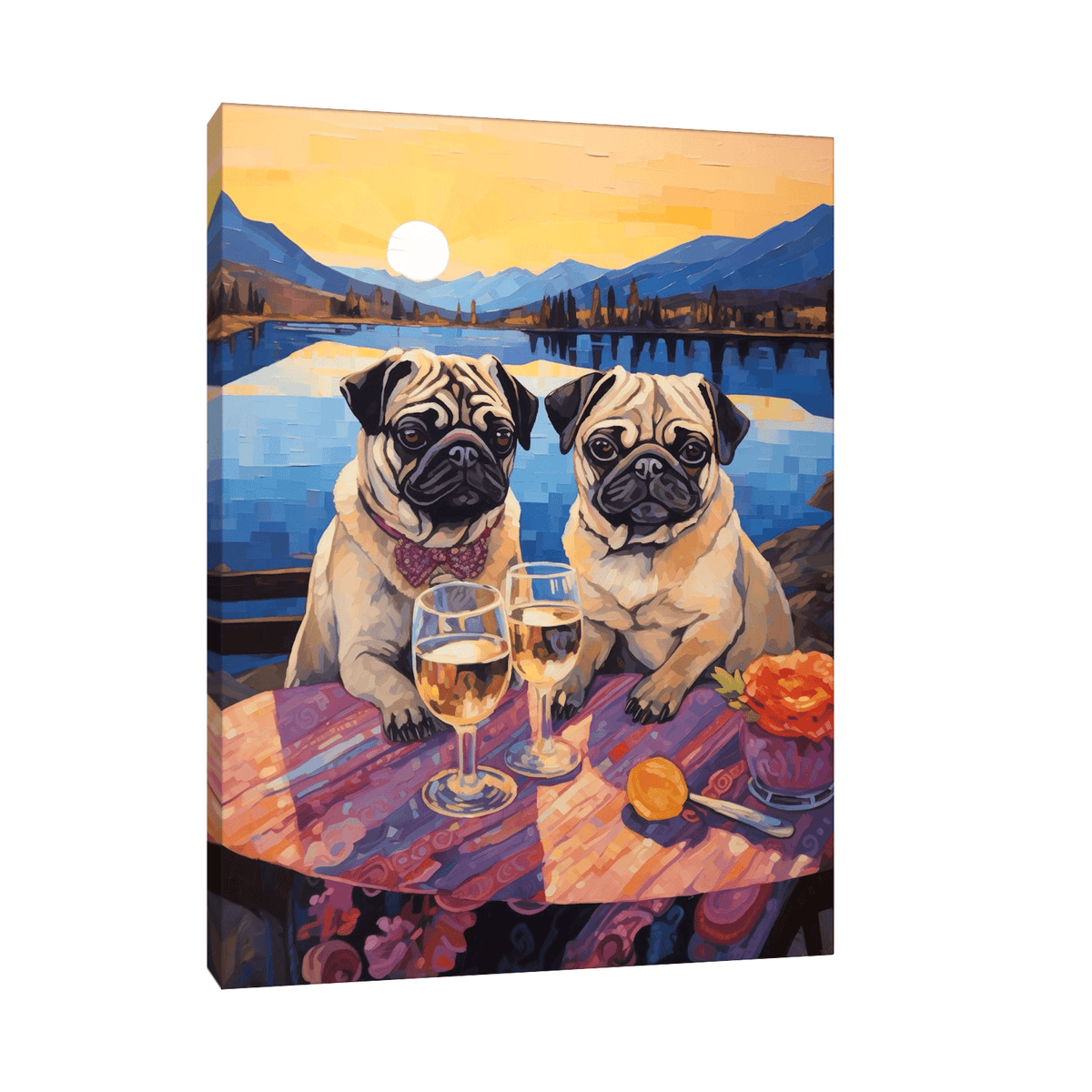 Romantic pugs duo - ArtDeco Canvas