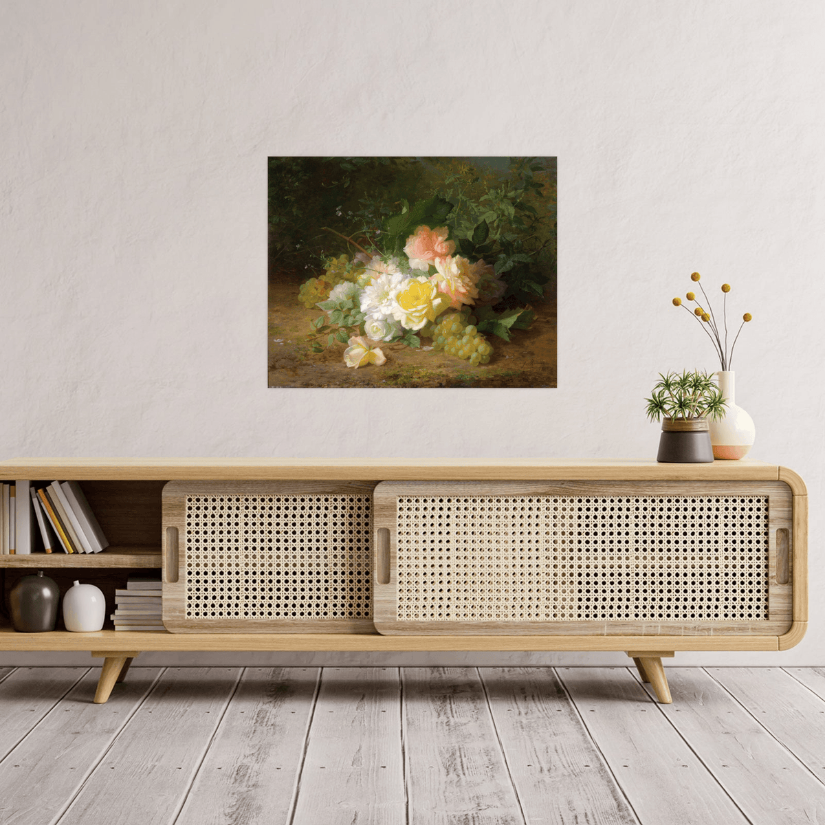 Roses Et Raisins, Jules Ferdinand Médard - ArtDeco Canvas