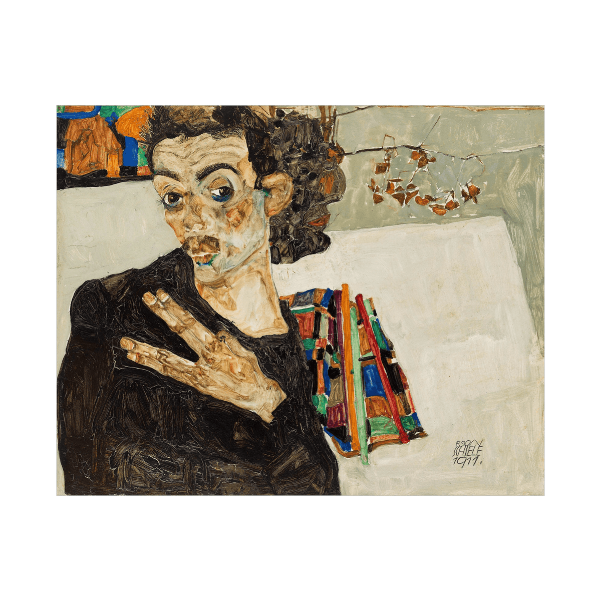 Selbstbildnis, Egon Schiele - ArtDeco Canvas