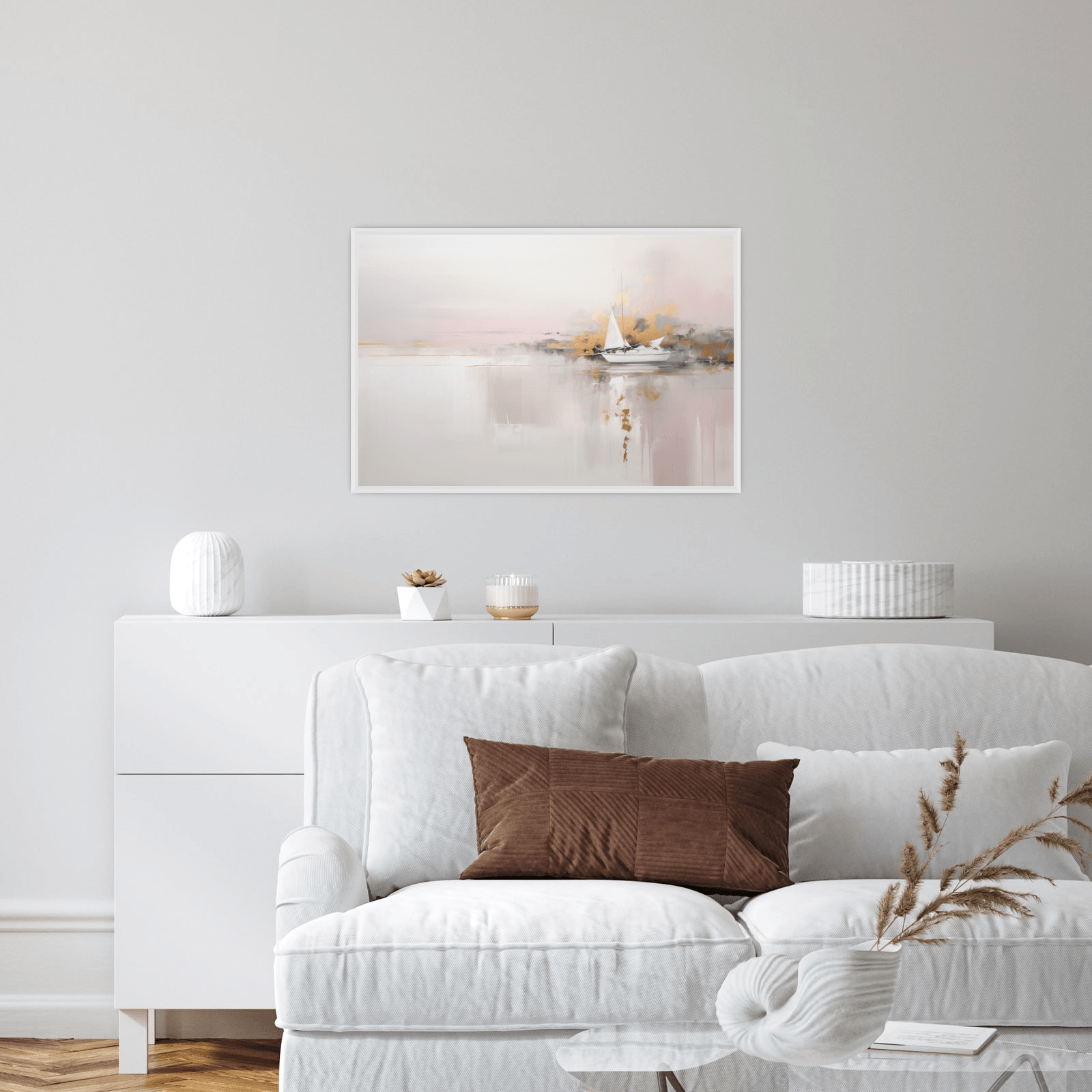 Small boat on the horizon - ArtDeco Canvas