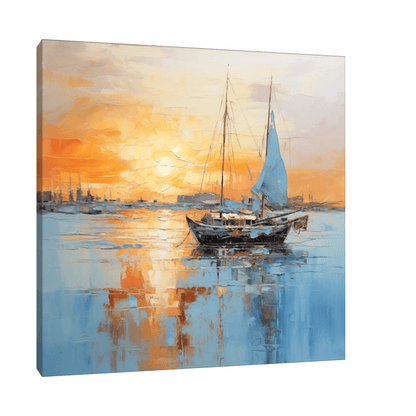 Small boat returning to port - ArtDeco Canvas