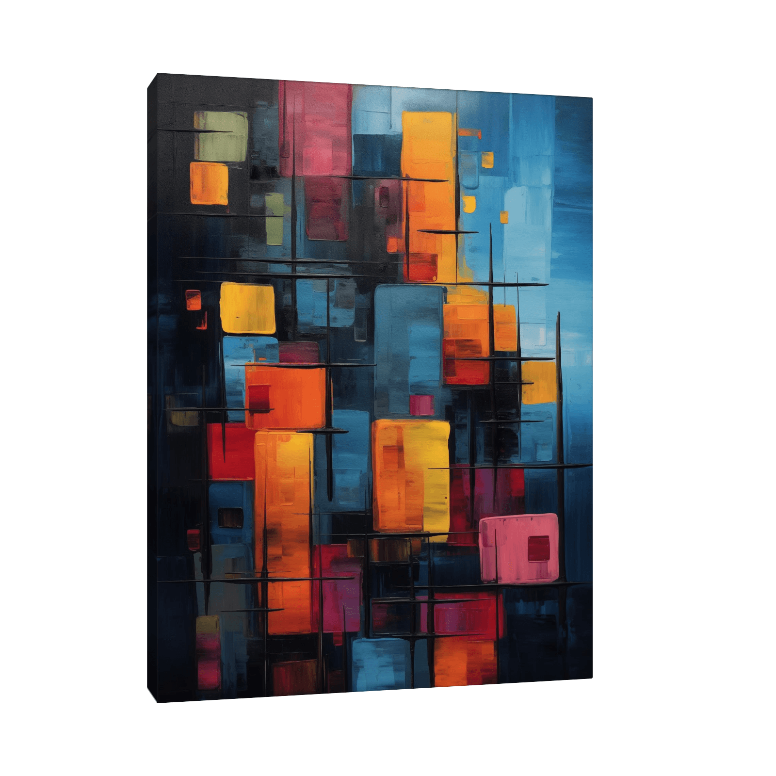 Stack of colorful buildings - ArtDeco Canvas