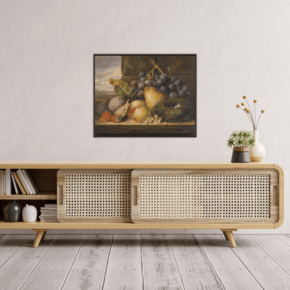 Still Life With A Bird’s Nest, A Pear, A Peach, Grapes, Strawberries And Plums, Edward Ladell - ArtDeco Canvas