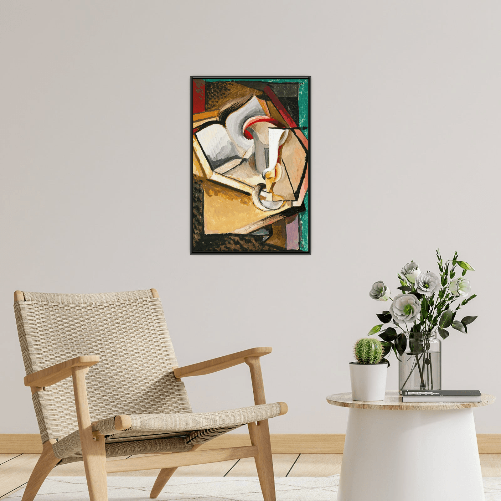 Still life with cup and book, Antonin Procházka - ArtDeco Canvas