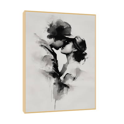 Tender Kiss – Monochrome Watercolor Love Art