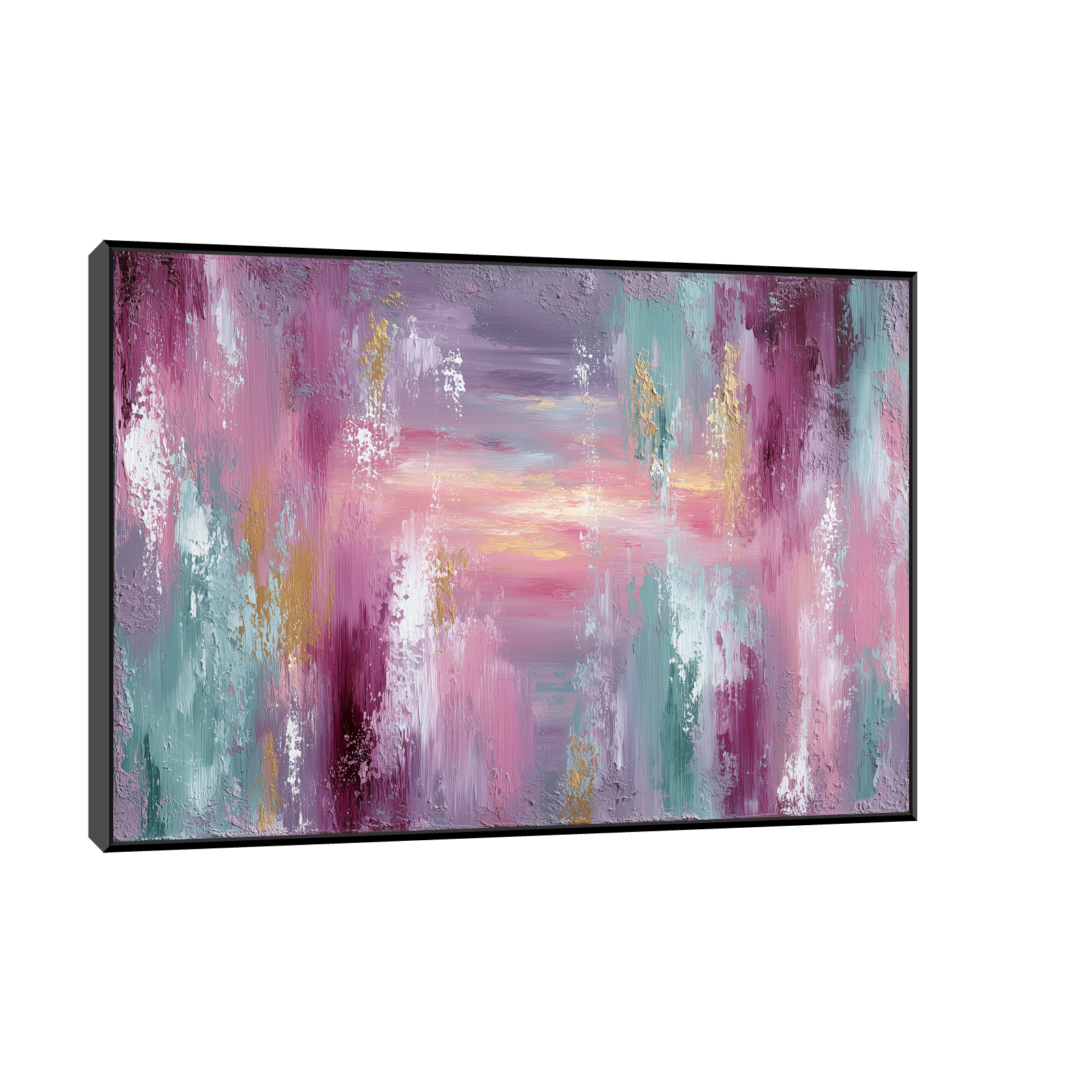 Textured Abstract Painting – Blush, Teal & Gold Tones