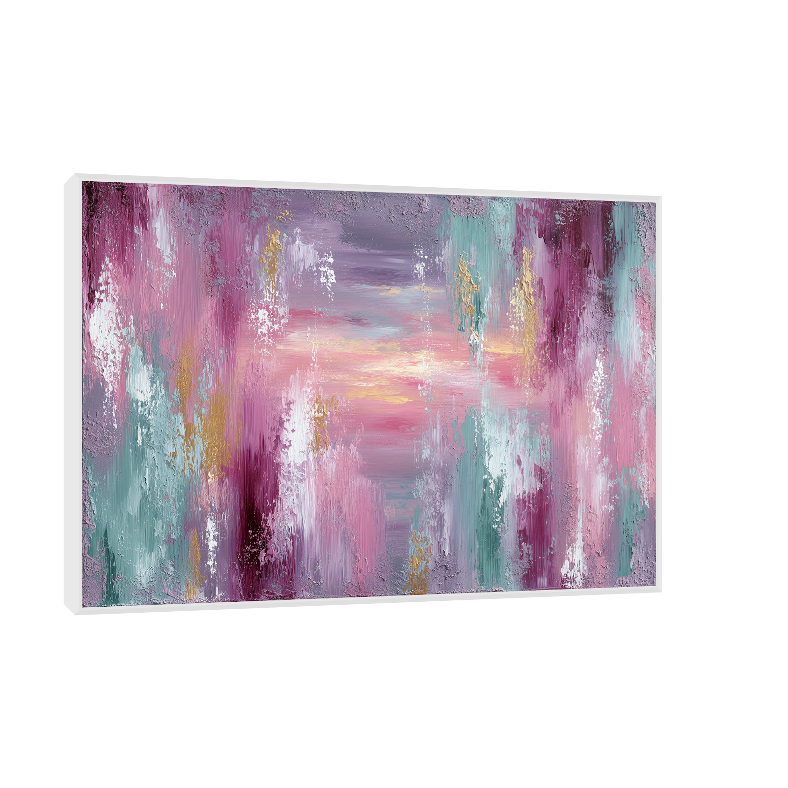 Textured Abstract Painting – Blush, Teal & Gold Tones