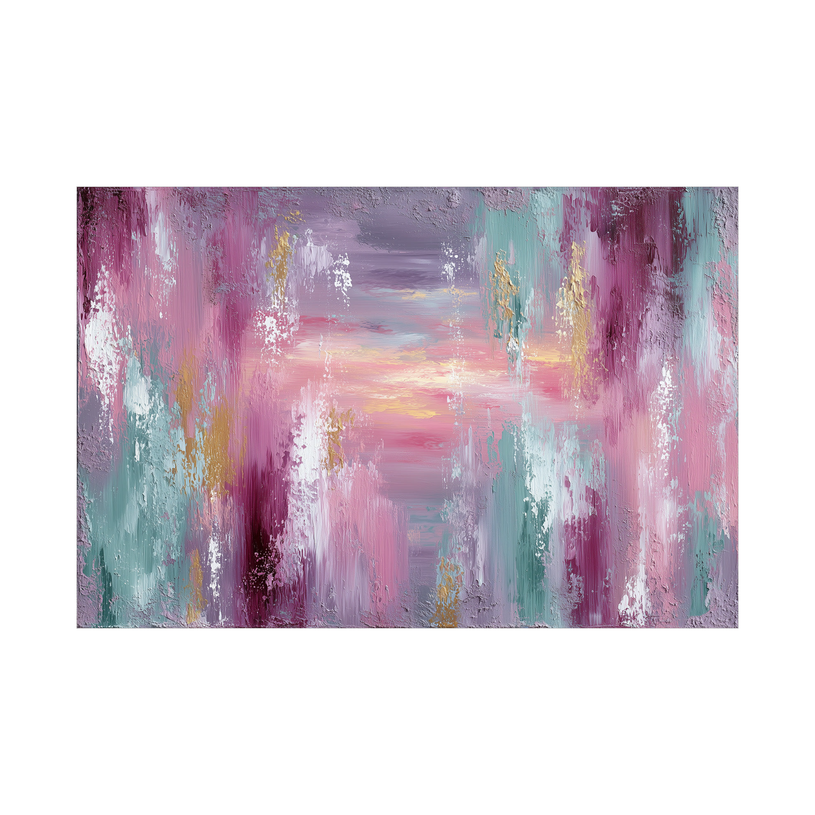 Textured Abstract Painting – Blush, Teal & Gold Tones