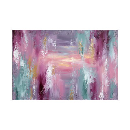 Textured Abstract Painting – Blush, Teal & Gold Tones
