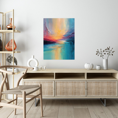 Textured Sunset Landscape – Abstract Coastal Painting