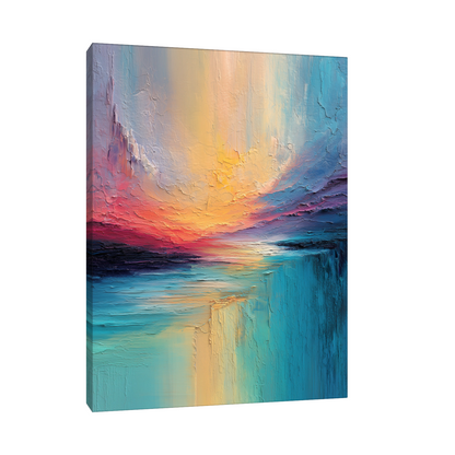 Textured Sunset Landscape – Abstract Coastal Painting